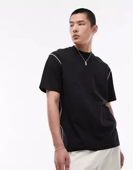 Футболка Topman Extreme Oversize With Contrasting Stitching, черный