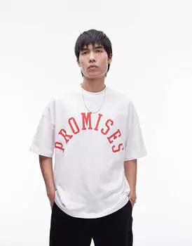 Футболка Topman Extreme Oversize With Promises Wording, белый