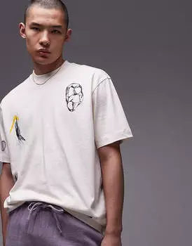 Футболка Topman Oversize With A Sketch Motif, белый