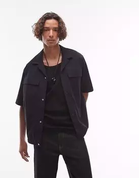 Футболка Topman премиум-класса с пуговицами и кнопками темно-синего цвета