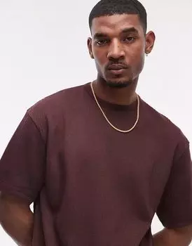 Футболка Topman свободного кроя с фактурными полосками коричневого цвета