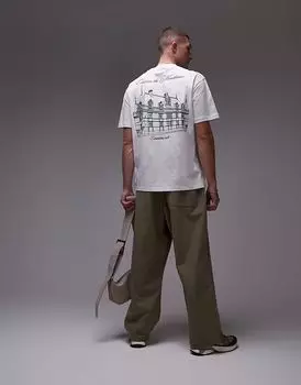 Футболка Topman свободного кроя с принтом «шато» спереди и сзади белого цвета