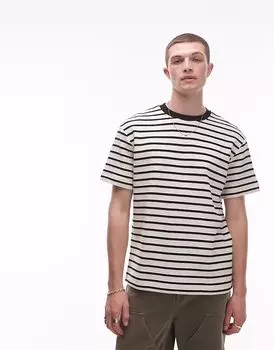 Футболка Topman свободного кроя в полоску белого цвета
