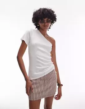 Футболка Topshop на одно плечо белого цвета