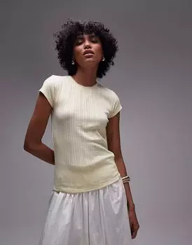 Футболка Topshop pointelle longline цвета пахты