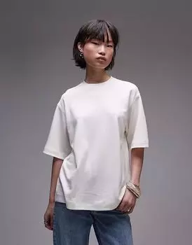 Футболка Topshop premium heavyweight interlock в цвете экрю