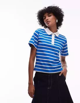 Футболка Topshop с коротким рукавом для регби в полоску