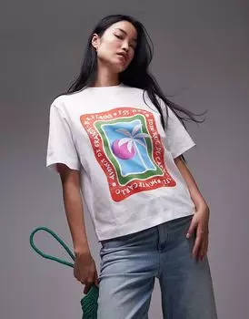 Футболка Topshop с праздничным принтом Eden Roc белого цвета