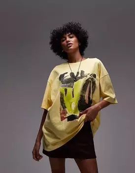 Футболка Topshop с принтом Cuba большого размера желтого цвета
