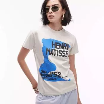 Футболка Topshop Square Cut Drawing Theme Painting Henri Matisse, светло-бежевый