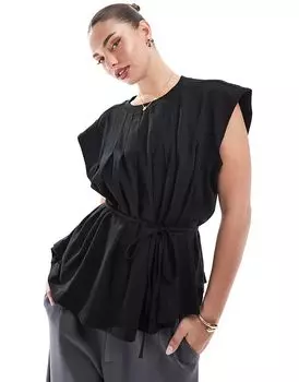 Футболка трапеция с завязкой на талии черного цвета ASOS DESIGN