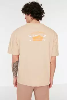 Футболка TRENDYOL MAN, кремовый