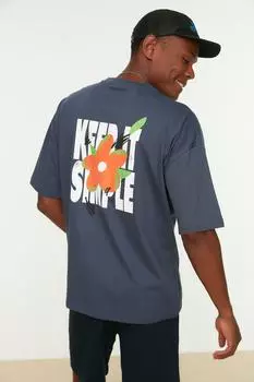 Футболка TRENDYOL MAN, темно-синий