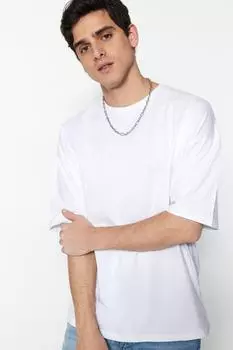 Футболка Trendyol мужская оверсайз, белый