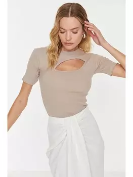 Футболка trendyol, серо-коричневый