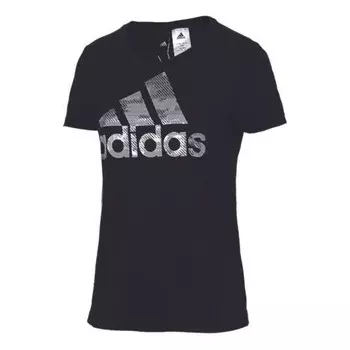 Футболка тренировочные с круглым вырезом и коротким рукавом Adidas, черный