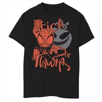 Футболка Trick or Thwip с тыквой и рисунком Хэллоуина для мальчиков 8–20 лет Marvel Spider-Man Marvel