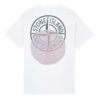 Футболка tricromia three print t-shirt 'white' Stone Island, белый