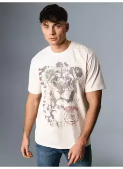 Футболка Trigema "Футболка TRIGEMA с большим львиным принтом", цвет Natur