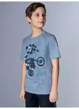 Футболка Trigema "Футболка TRIGEMA с повседневным принтом для мотокросса", синий