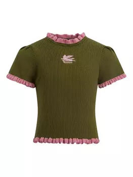Футболка трикотажная из хлопка ETRO KIDS, зеленый