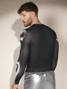 Футболка трикотажная мужская FeverCity свободного кроя, черно-белый