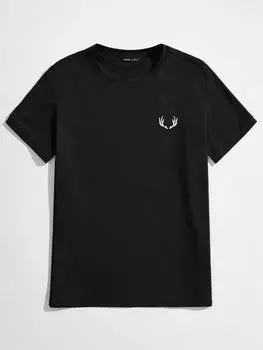 Футболка трикотажная мужская Manfinity Homme с принтом головы оленя, черный