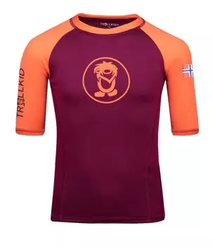 Футболка Trollkids Kvalvika, цвет Maulbeere/Pfirsich