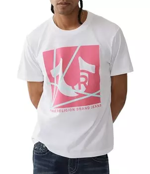 Футболка True Religion с короткими рукавами и подковой с перекрестной линией, белый