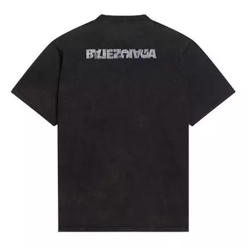 Футболка turn slit t-shirt 'washed black' Balenciaga, черный