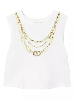 Футболка TWINSET Kids chain-print top, белый