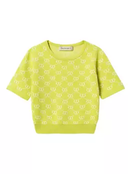 Футболка TWINSET Kids monogram jacquard top, желтый