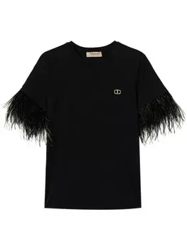 Футболка TWINSET с перьями, черный