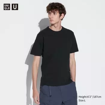 Футболка U-образной формы Uniqlo, черный