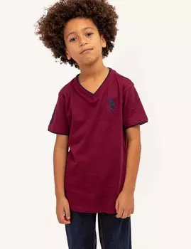 Футболка U.S. Polo Assn. Boys Basic V-neck, бордовый