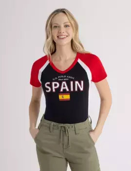 Футболка U.S. Polo Assn Color Block Spain, черный/красный