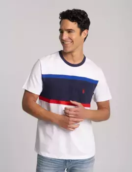 Футболка U.S. Polo Assn Color Block Ringer Crew Pocket, белый