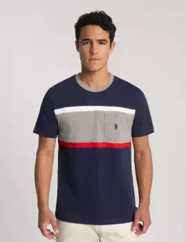 Футболка U.S. Polo Assn Color Block Ringer Crew Pocket, темно-синий