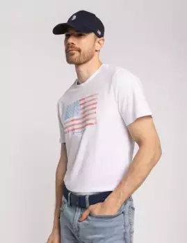 Футболка U.S. Polo Assn Diagonal Stripes Flag Graphic, белый
