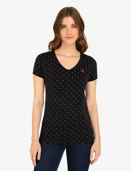 Футболка U.S. Polo Assn. Dot V-Neck, сине-розовый