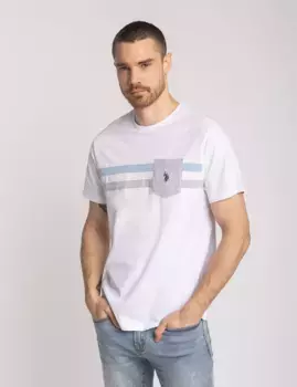 Футболка U.S. Polo Assn Dual Stripe Jersey With Chest Pocket, белый