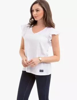 Футболка U.S. Polo Assn. Eyelet Yoke Flutter Sleeve, белый