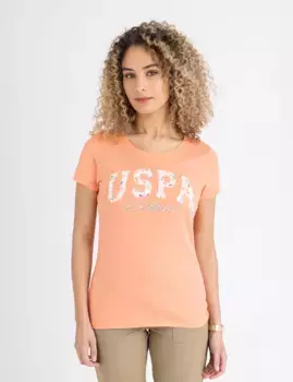 Футболка U.S. Polo Assn Floral Arch Uspa Scoop, персиковый