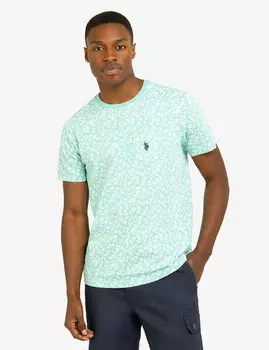 Футболка U.S. Polo Assn. Floral Printed Crew Neck With Pocket, зеленый