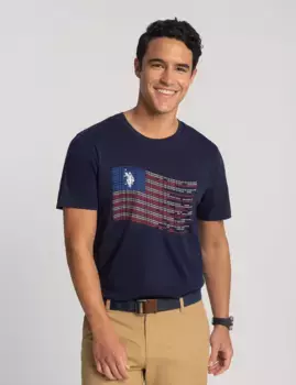 Футболка U.S. Polo Assn Graphic Flag Print Jersey, темно-синий