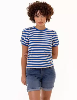 Футболка U.S. Polo Assn. Horizontal Stripe Volume Sleeve, синий