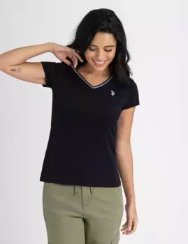 Футболка U.S. Polo Assn Metallic Trim V-neck, черный