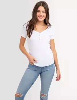 Футболка U.S. Polo Assn. Rhinestone Button Sleeve Henley, белый