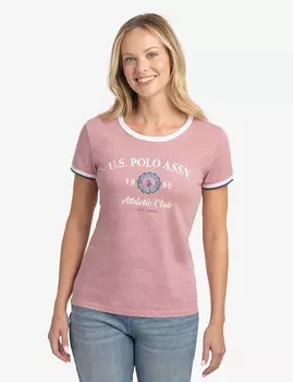 Футболка U.S. Polo Assn. Small Soft Crest Ringer Jersey, розовый
