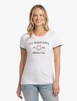Футболка U.S. Polo Assn. Small Soft Crest Ringer Jersey, белый
